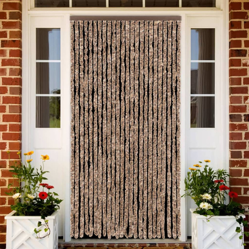 Chenille Fliegenvorhang Beige/Braun 100x230 cm