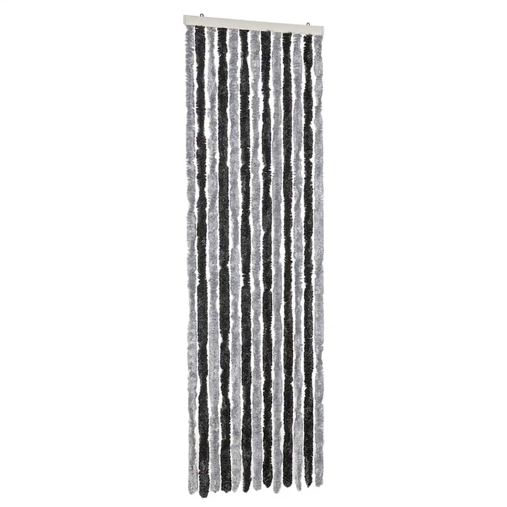Chenille Fliegenvorhang Grau/Schwarz 56x200cm