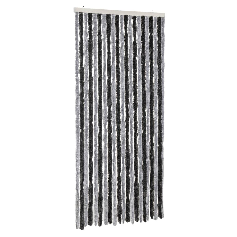 Fliegenvorhang 90x200 cm Grau/Schwarz Chenille