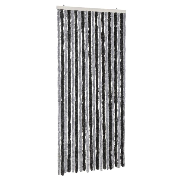 Fliegenvorhang 90x200 cm Grau/Schwarz Chenille