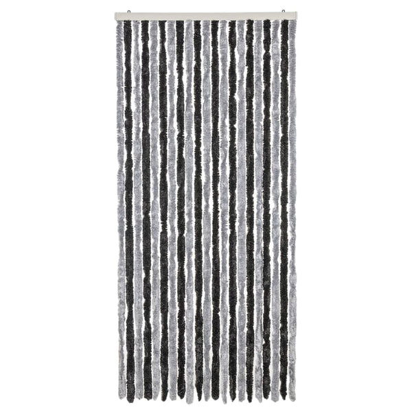 Fliegenvorhang 90x200 cm Grau/Schwarz Chenille