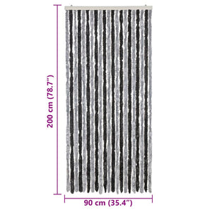 Fliegenvorhang 90x200 cm Grau/Schwarz Chenille