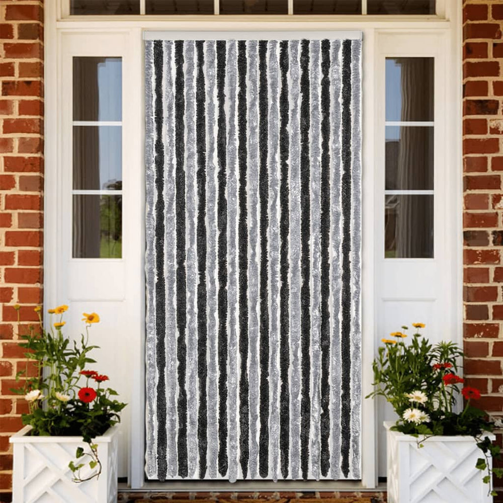 Fliegenvorhang 90x200 cm Grau/Schwarz Chenille