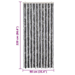 Fliegenvorhang Chenille Grau/Schwarz 90x220cm