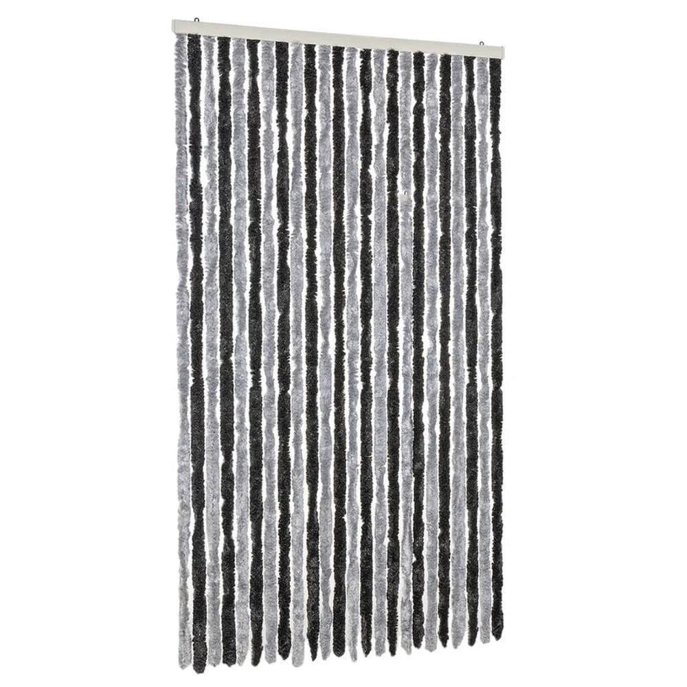 Chenille Fliegenvorhang Grau Schwarz 100x200 cm
