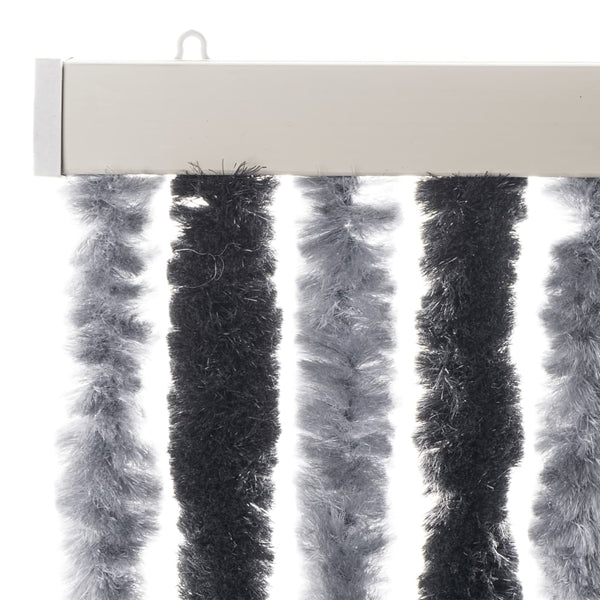Chenille Fliegenvorhang Grau Schwarz 100x200 cm