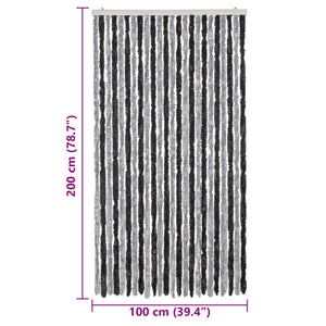 Chenille Fliegenvorhang Grau Schwarz 100x200 cm