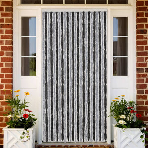 Chenille Fliegenvorhang Grau Schwarz 100x200 cm