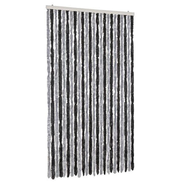 Chenille Fliegenvorhang Grau Schwarz 100x220 cm