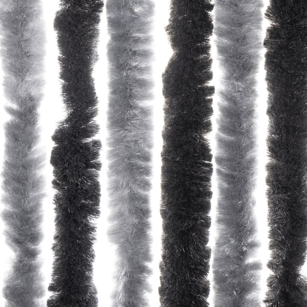 Chenille Fliegenvorhang Grau Schwarz 100x220 cm