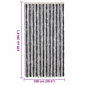 Chenille Fliegenvorhang Grau Schwarz 100x220 cm