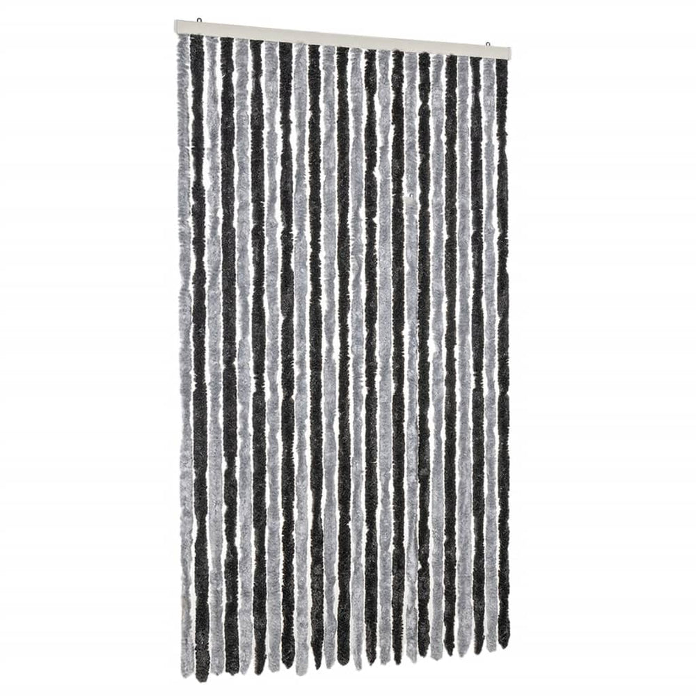 Fliegenvorhang Chenille Grau Schwarz 100x230cm