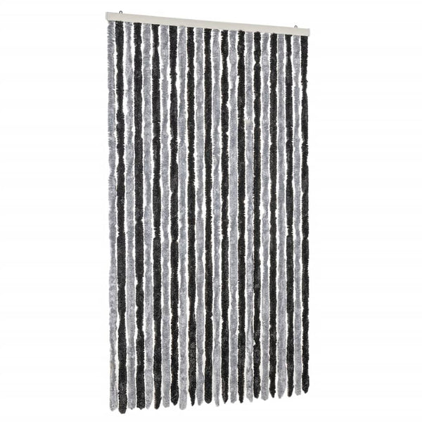 Fliegenvorhang Chenille Grau Schwarz 100x230cm