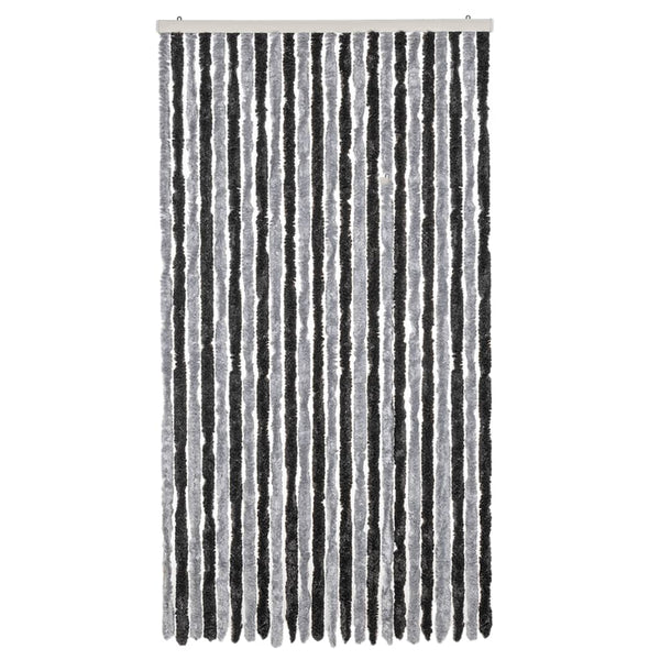 Fliegenvorhang Chenille Grau Schwarz 100x230cm