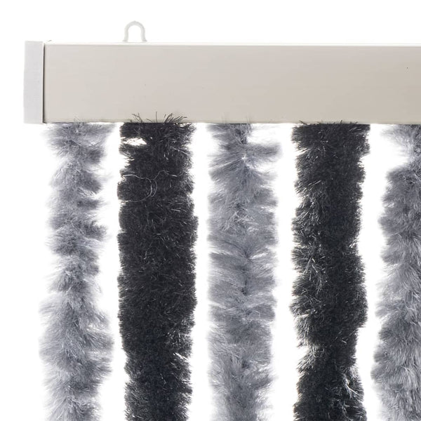 Fliegenvorhang Chenille Grau Schwarz 100x230cm