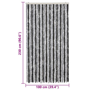 Fliegenvorhang Chenille Grau Schwarz 100x230cm