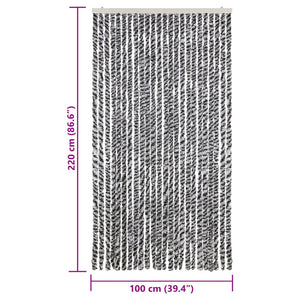 Chenille Fliegenvorhang 100x220cm Grau, Schwarz, Weiß