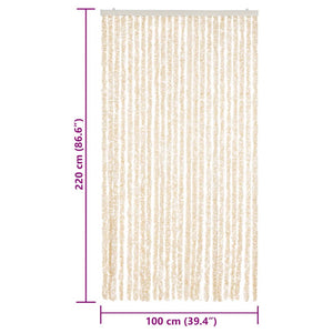 Chenille Fliegenvorhang Beige/Weiß 100x220cm