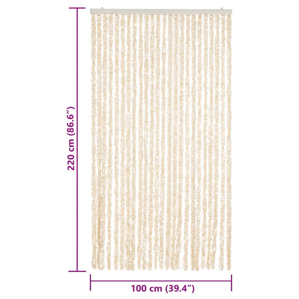 Chenille Fliegenvorhang Beige/Weiß 100x220cm
