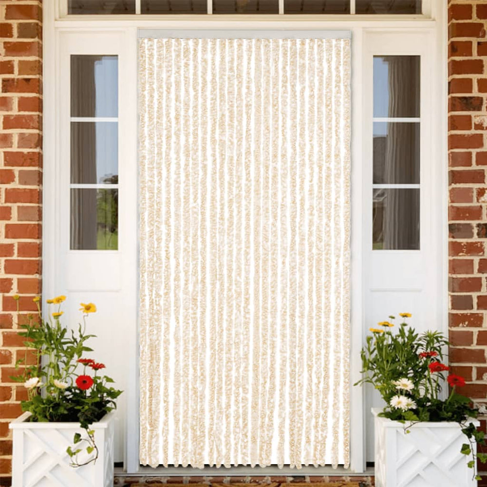 Chenille Fliegenvorhang Beige/Weiß 100x220cm