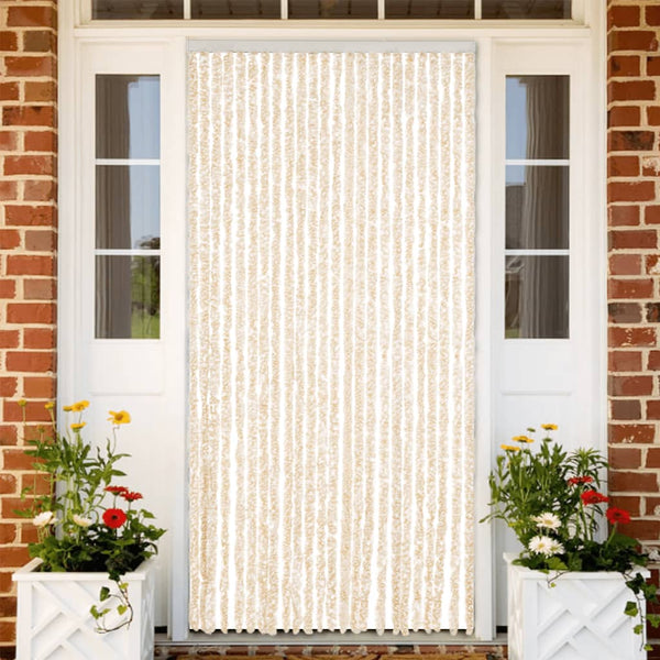 Chenille Fliegenvorhang Beige/Weiß 100x220cm