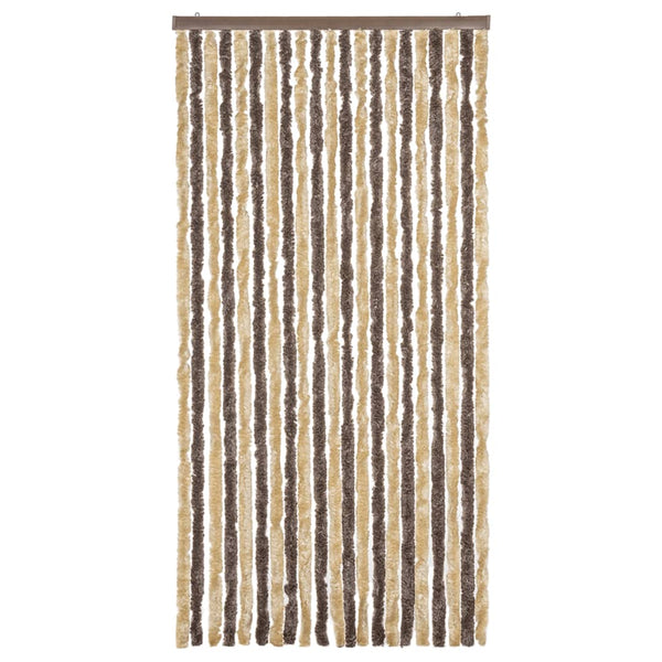 Chenille Fliegenvorhang Dunkelbraun Beige 90x220cm