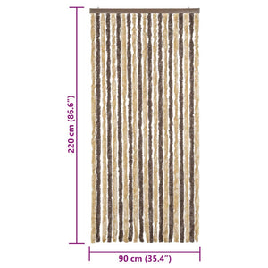 Chenille Fliegenvorhang Dunkelbraun Beige 90x220cm