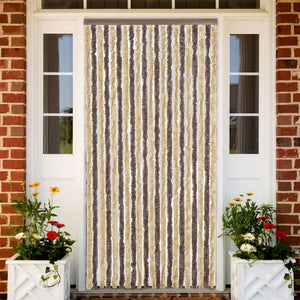 Chenille Fliegenvorhang Dunkelbraun Beige 90x220cm