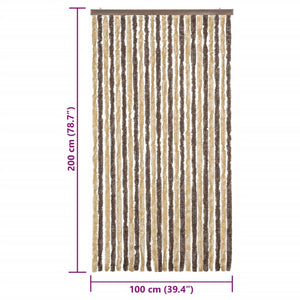 Chenille Fliegenvorhang Dunkelbraun Beige 100x200 cm