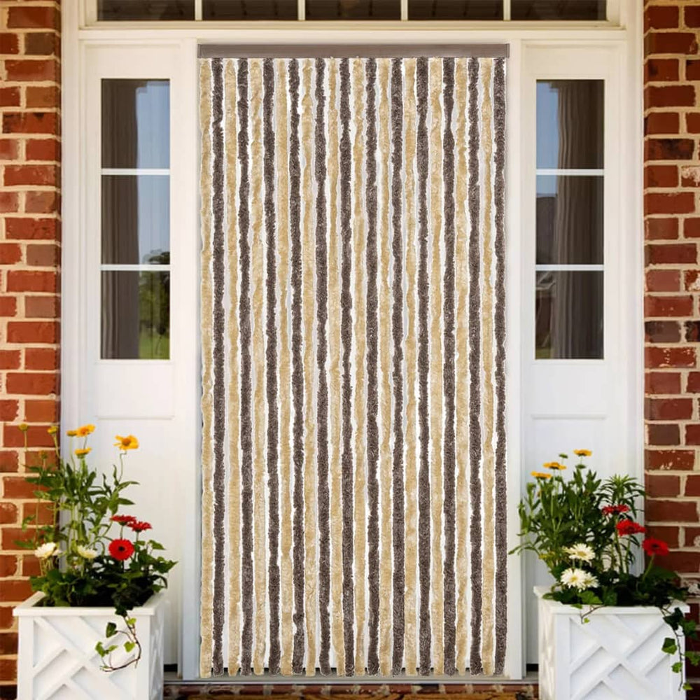 Chenille Fliegenvorhang Dunkelbraun Beige 100x200 cm