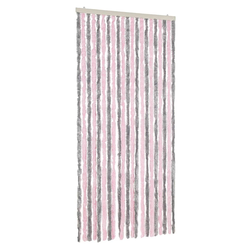 Fliegenvorhang Chenille Silbergrau Rosa 90x220cm