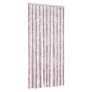 Fliegenvorhang Chenille Silbergrau Rosa 90x220cm