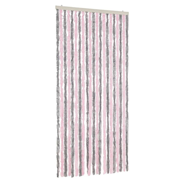 Fliegenvorhang Chenille Silbergrau Rosa 90x220cm