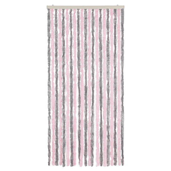 Fliegenvorhang Chenille Silbergrau Rosa 90x220cm
