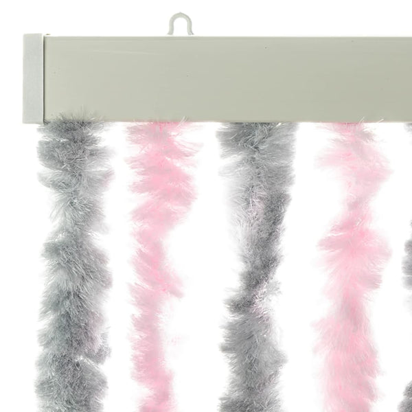 Fliegenvorhang Chenille Silbergrau Rosa 90x220cm