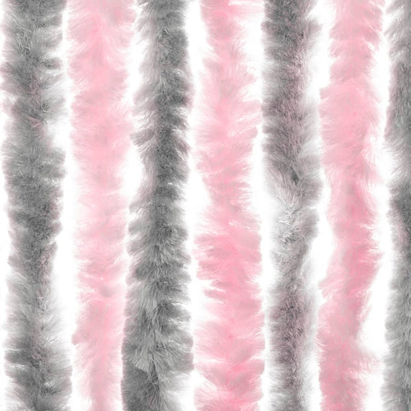 Fliegenvorhang Chenille Silbergrau Rosa 90x220cm
