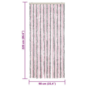 Fliegenvorhang Chenille Silbergrau Rosa 90x220cm