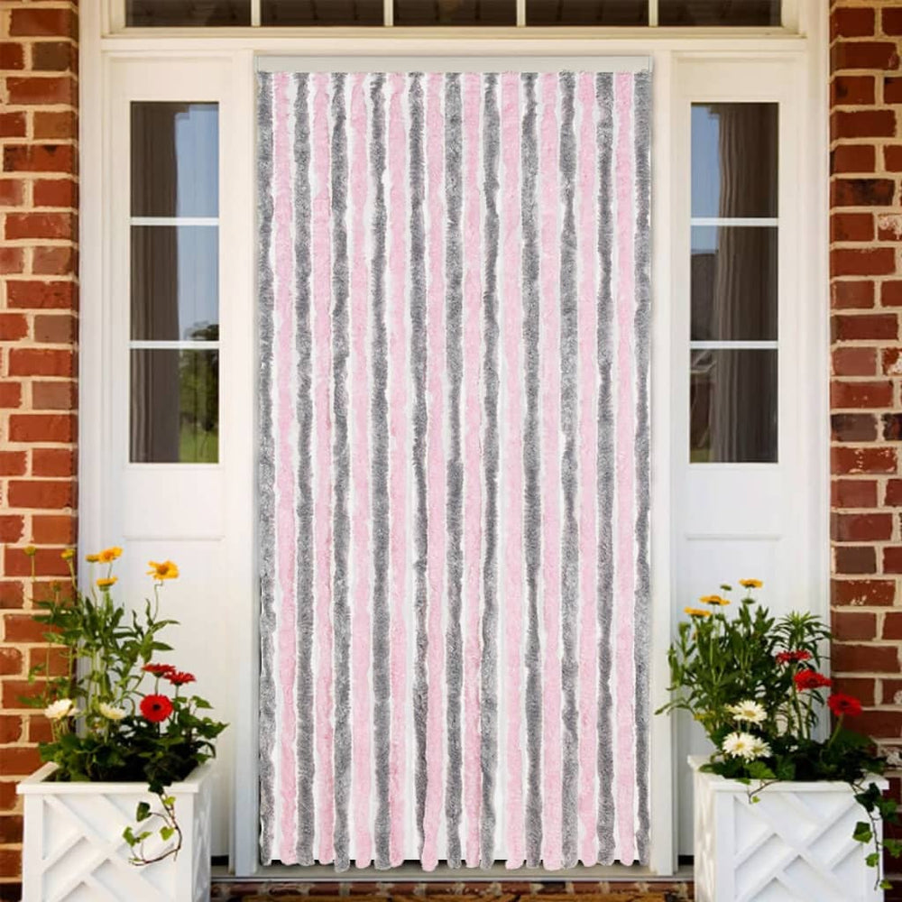 Fliegenvorhang Chenille Silbergrau Rosa 90x220cm