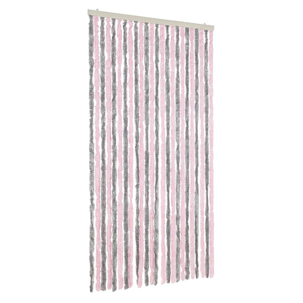Chenille Fliegenvorhang Silbergrau Rosa 100x200 cm