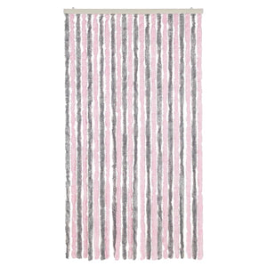Chenille Fliegenvorhang Silbergrau Rosa 100x200 cm