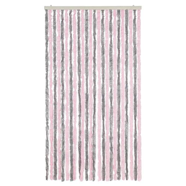 Chenille Fliegenvorhang Silbergrau Rosa 100x200 cm