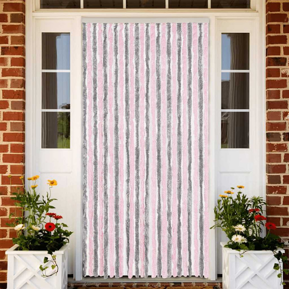 Chenille Fliegenvorhang Silbergrau Rosa 100x200 cm