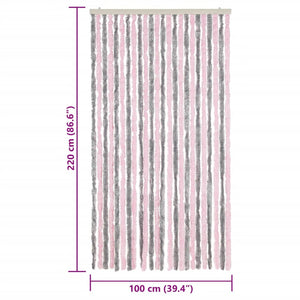 Fliegenvorhang Chenille Silbergrau Rosa 100x220 cm