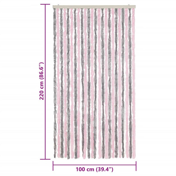 Fliegenvorhang Chenille Silbergrau Rosa 100x220 cm