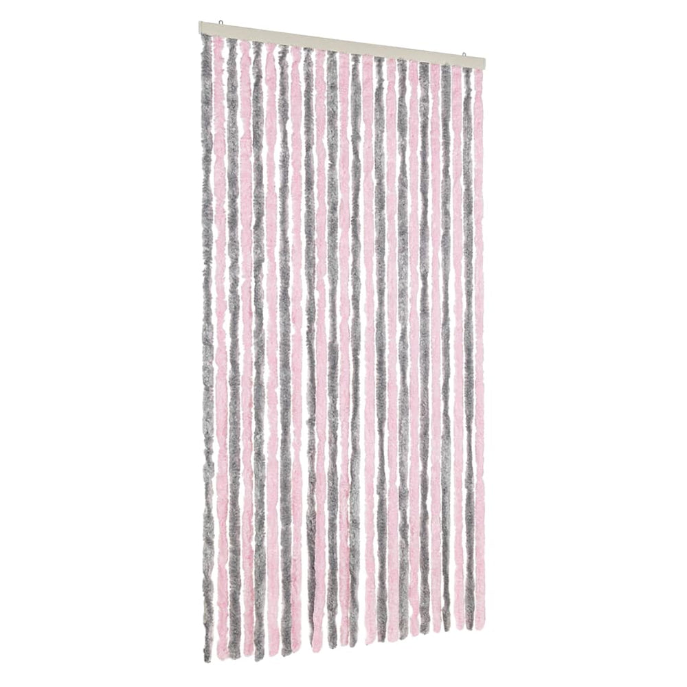 Fliegenvorhang Chenille Silbergrau Rosa 100x230 cm