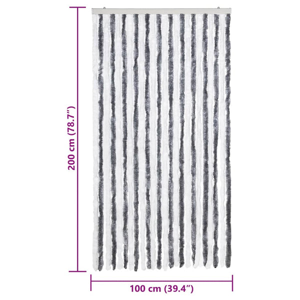 Fliegenvorhang Chenille Grau/Weiß 100x200 cm