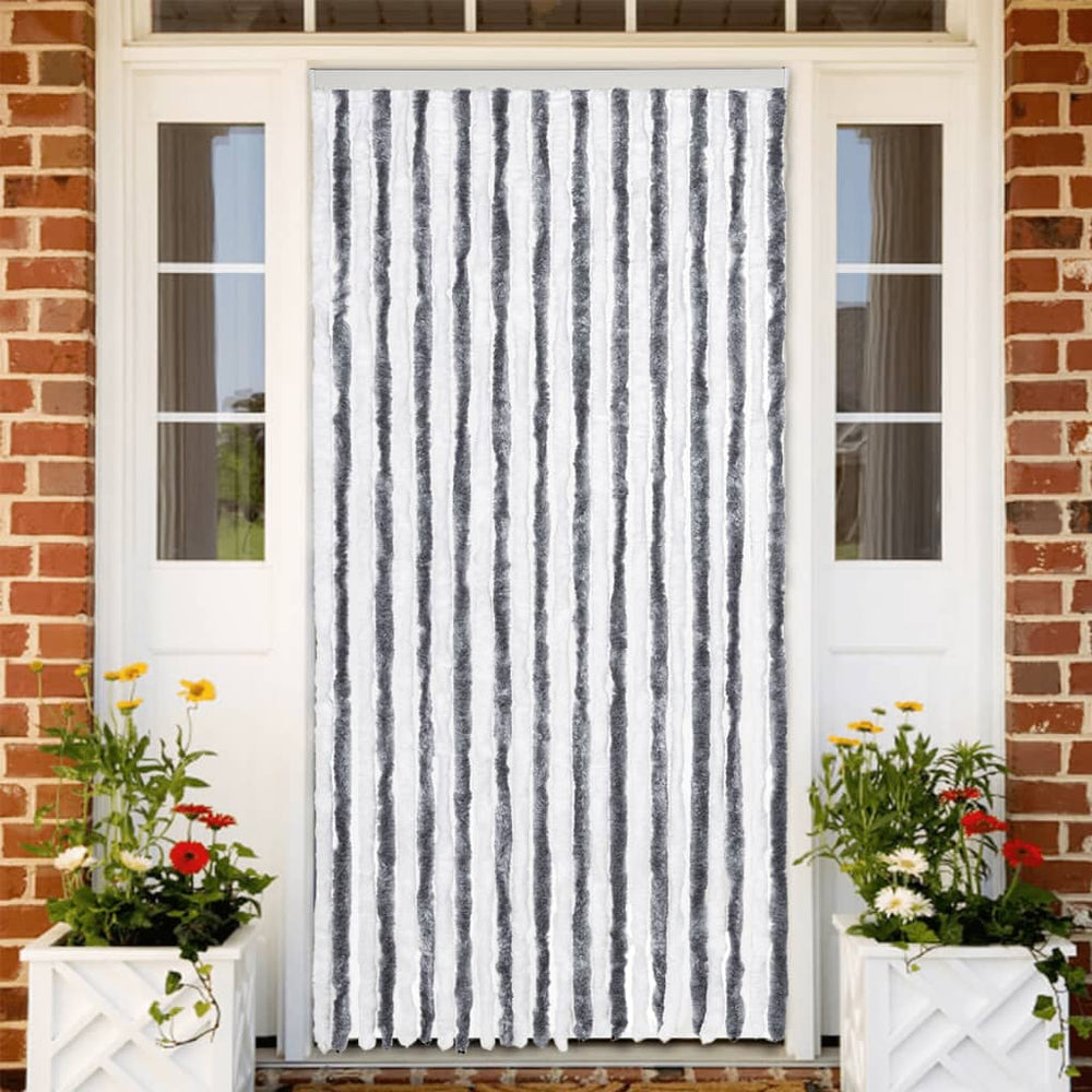 Fliegenvorhang Chenille Grau/Weiß 100x200 cm