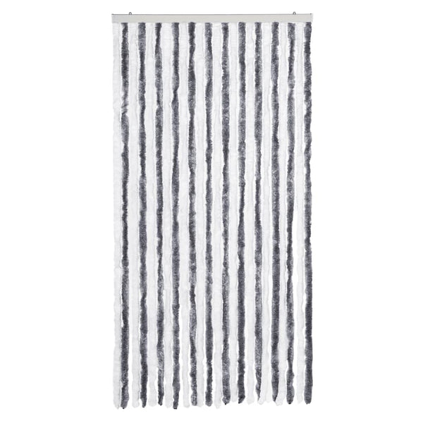 Chenille Fliegenvorhang Grau/Weiß 100x230 cm