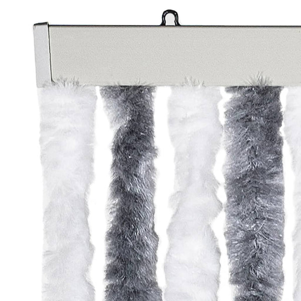 Chenille Fliegenvorhang Grau/Weiß 100x230 cm