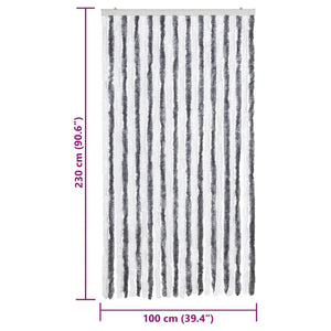 Chenille Fliegenvorhang Grau/Weiß 100x230 cm